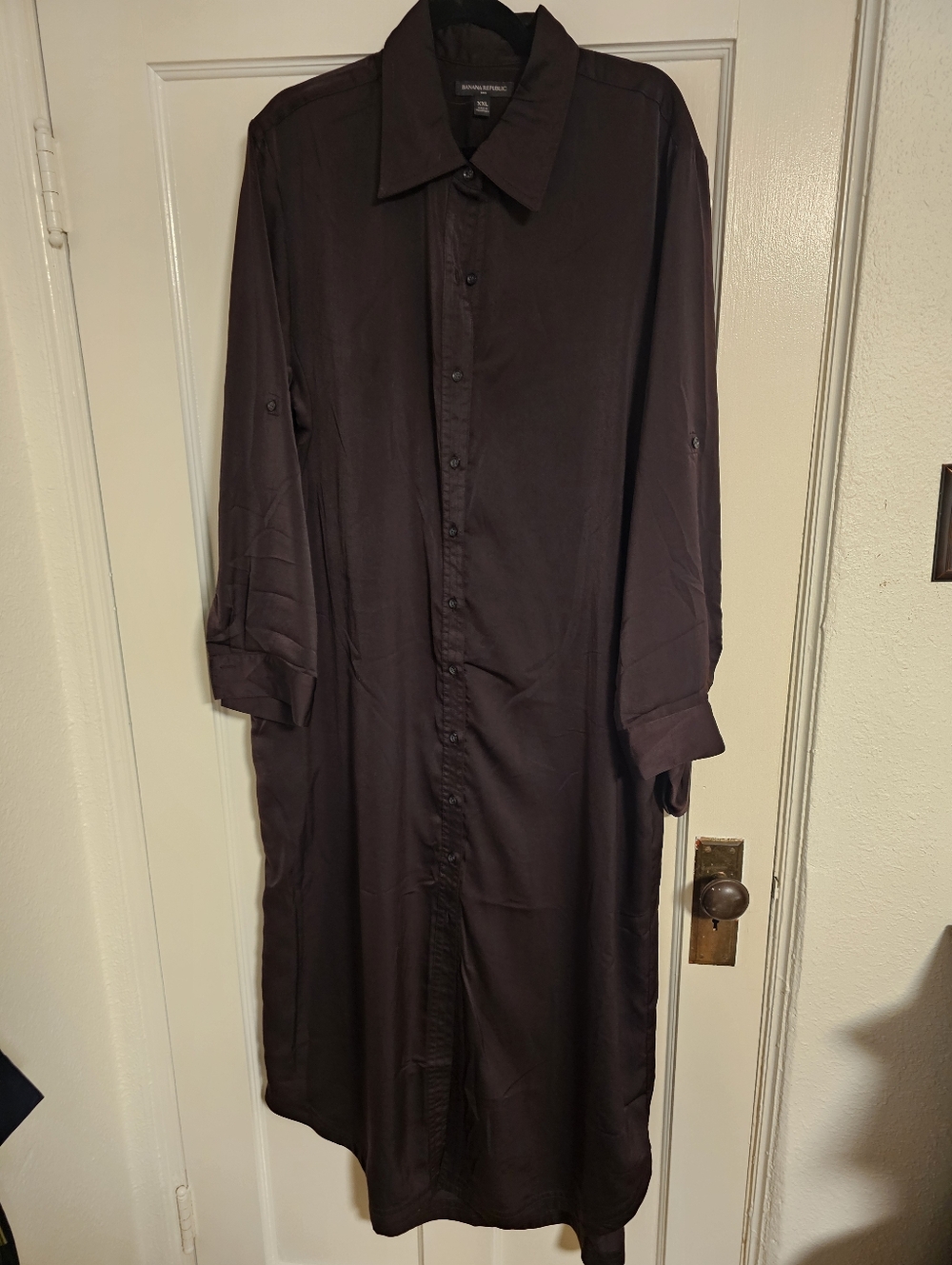 Banana Republic XXL Brown Long Sleeve Midi Shirt Dress